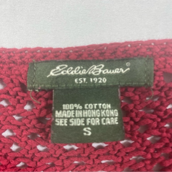 Eddie Bauer Button Down Cardigan women Small mesh long sleeve burgundy red top - Picture 2 of 8